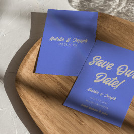Modern Blue Funky Bold Colorful Unique Fun Wedding Save The Date