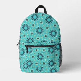 Modern Blue Geometric Burst Backpack Bedruckter Rucksack