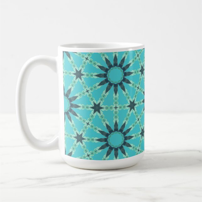 Modern Blue Geometric Burst Coffee Mug Kaffeetasse (Links)