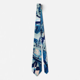 Modern Blue Geometric Shapes Krawatte