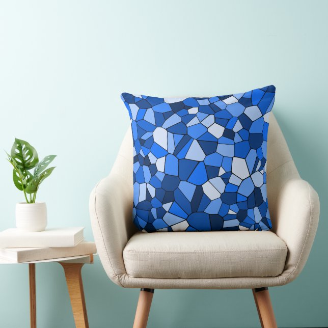 Modern Blue Geometrie Mosaik Muster Kissen (Stuhl )
