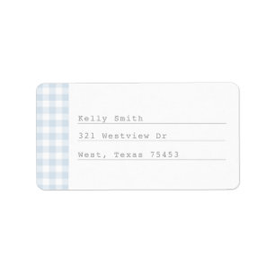 Modern Blue Gingham Schreibwriter Address Labels Adressaufkleber