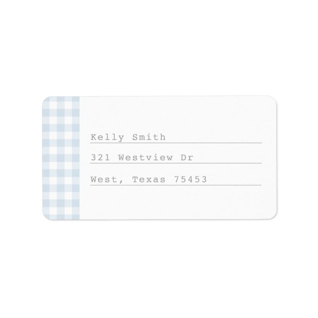 Modern Blue Gingham Schreibwriter Address Labels Adressaufkleber (Vorne)