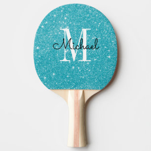 Modern Blue Glitzer Monogramm Personalisierter Nam Tischtennis Schläger