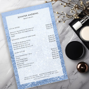Modern Blue Glitzer Salon Price List Flyer