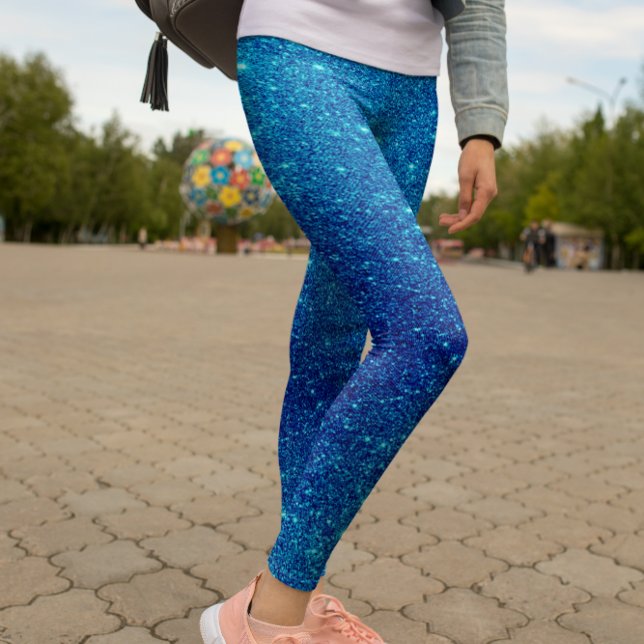Modern Blue Glitzer Sparkone Leggings (Modern Blue Glitter Sparkle Leggings)