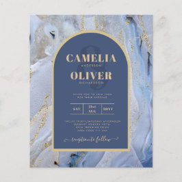Modern Blue Gold Agate Marmorarsch Hochzeit Flyer