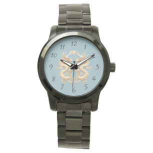 Modern Blue Gold Dragon Armbanduhr
