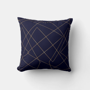 Modern Blue Gold Geometric Strokes Design Kissen