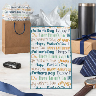 Modern Blue Gold Green Typography Father’s Day Mittlere Geschenktüte