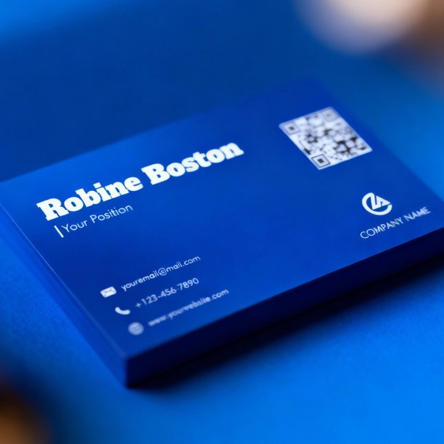 Modern Blue Gradient Business Card with QR Code Visitenkarte (Von Creator hochgeladen)