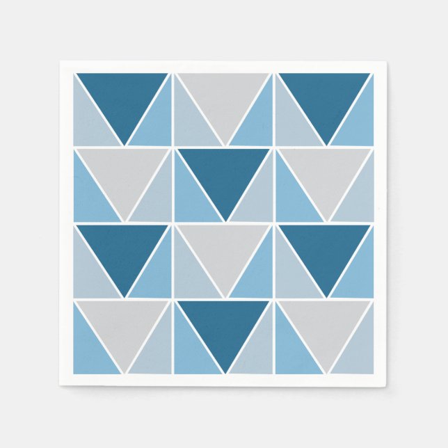 Modern Blue Gray Geometric Triangle Serviette (Vorderseite)
