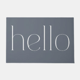Modern Blue Gray Hand Scripting Hallo Willkommen Fußmatte