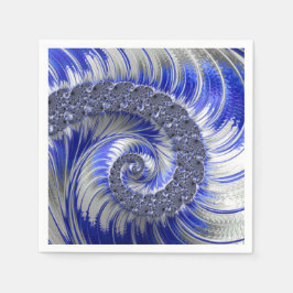 Modern Blue Gray White Spiral Fraktal Serviette