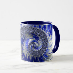 Modern Blue Gray White Spiral Fraktal Tasse