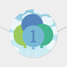 Modern Blue Green Balloons Baby Boy Erster Geburts