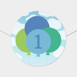 Modern Blue Green Balloons Baby Boy Erster Geburts Runder Aufkleber