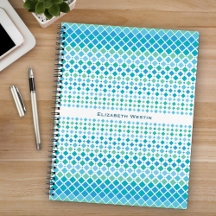 Modern Blue Green Diamond Muster Spiral Notebook