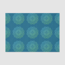 Modern Blue Green Ombre Mandala Boho Decoupage