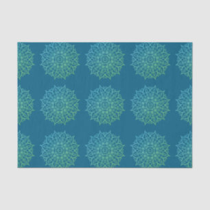 Modern Blue Green Ombre Mandala Boho Decoupage Seidenpapier