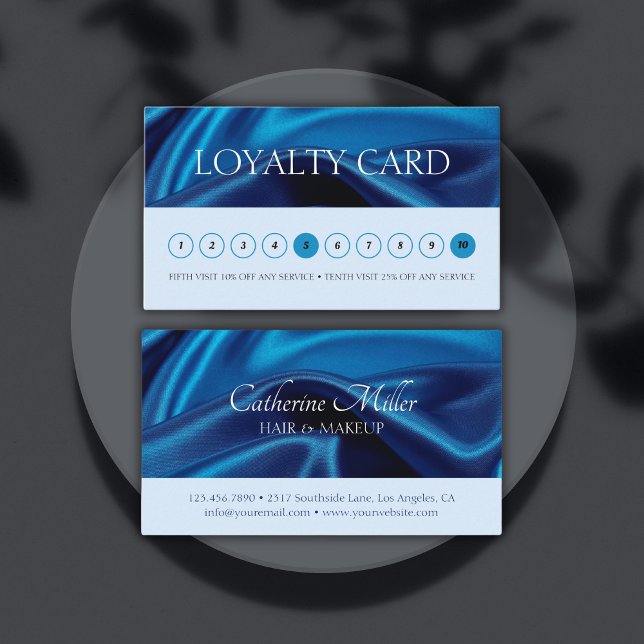 Modern Blue Hair & Makeup Artist Beauty Salon Treuekarte (Modern Blue Hair & Makeup Artist Beauty Salon Loyalty Card)