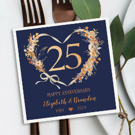 Modern Blue Happy 25-jähriges Jubiläum Hochzeit vo Serviette
