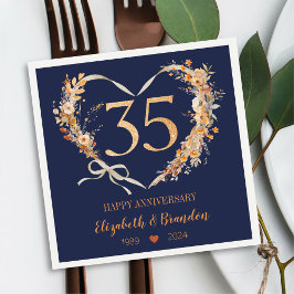 Modern Blue Happy 35-jähriges Jubiläum Hochzeit Na Serviette