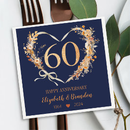 Modern Blue Happy 60 Jahre Jahrestag Hochzeit Napk Serviette