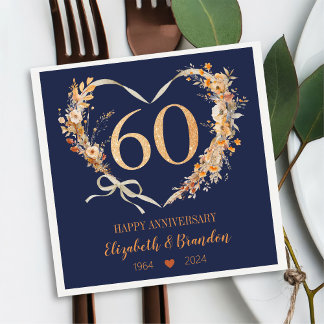 Modern Blue Happy 60 Jahre Jahrestag Hochzeit Napk Serviette