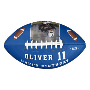 Modern Blue Happy Birthday Kids Foto Football