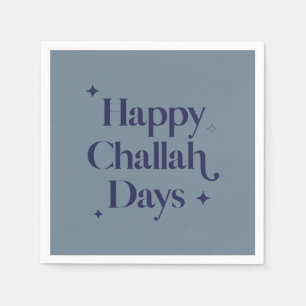 Modern Blue Happy Challah Days Hanukkah Serviette