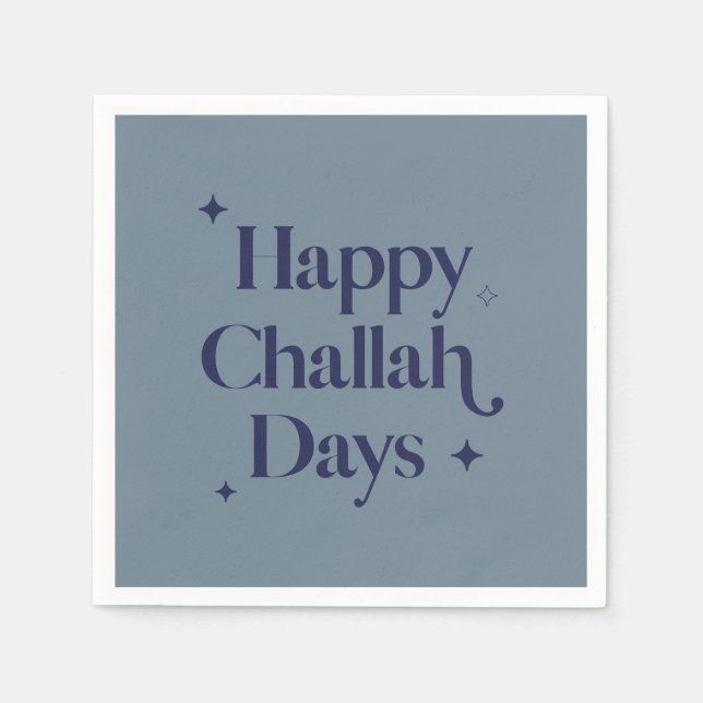Modern Blue Happy Challah Days Hanukkah Serviette (Vorderseite)