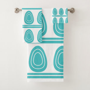 Modern Blue Happy Oaster Eggs Muster Badhandtuch Set
