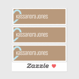 Modern Blue Heart Form Vintag Brown Halbherz Aufkleber