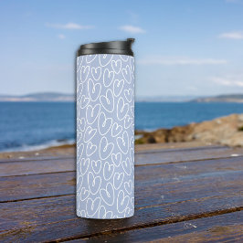 Modern Blue Herz Thermosbecher