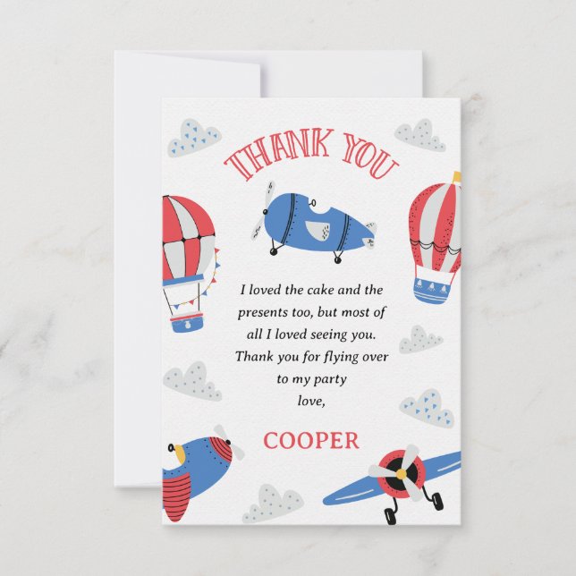 Modern Blue How Time Fliegt 1. Geburtstag Dankeskarte (Vorderseite)