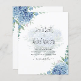 Modern Blue Hydrangea Bloral Wedding Einladung