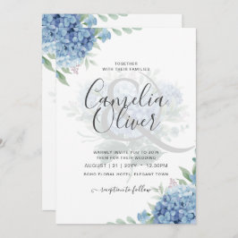 Modern Blue Hydrangea Bloral Wedding Einladung