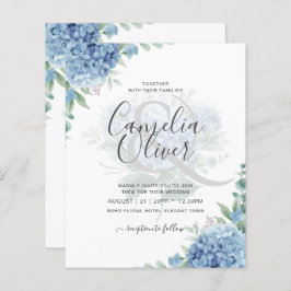 Modern Blue Hydrangea Bloral Wedding Einladung
