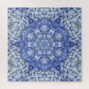 Modern Blue Hydrangea Floral Kaleidoskop Puzzle