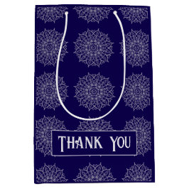 Modern Blue Indigo Luxus Branding Mandala Name Mittlere Geschenktüte