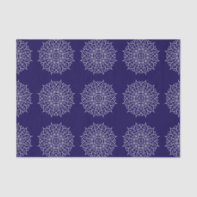 Modern Blue Indigo Mandala Boho Decoupage Geschenk Seidenpapier (Vorderseite)