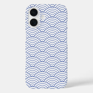 Modern Blue Japanisch Wave Geometric Muster iPhone 16 Hülle