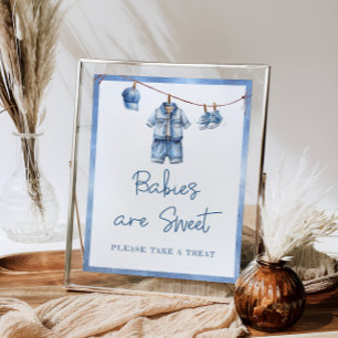 Modern Blue Jean Baby Babies sind süß Poster