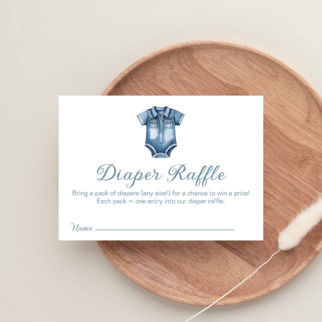 Modern Blue Jean Baby Denim Diaper Raffle Dusche Begleitkarte (Von Creator hochgeladen)