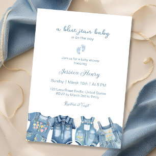 Modern Blue Jean Baby ist auf dem Weg Baby Shower Einladung