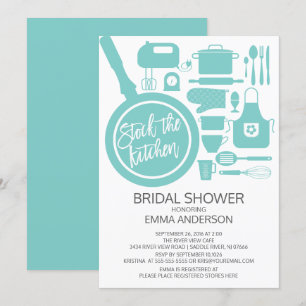 Modern Blue Kitchen Bridal Dusche Einladung