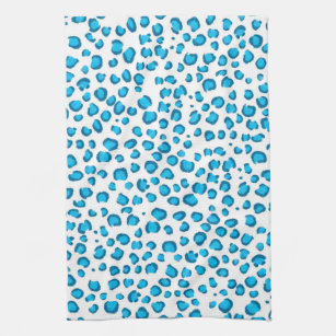 Modern Blue Leopard Muster Animal Print Geschirrtuch