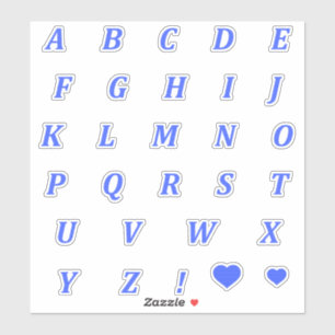 Modern Blue Letters Monogram Alphabet Stickers Aufkleber