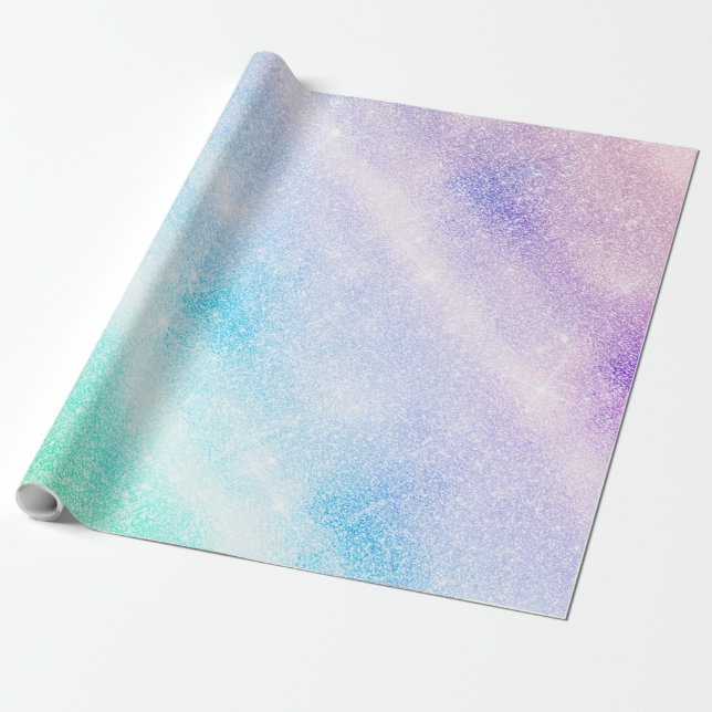 Modern Blue Lila Glitzer Ombre Glam Design Geschenkpapier (Ungerollt)
